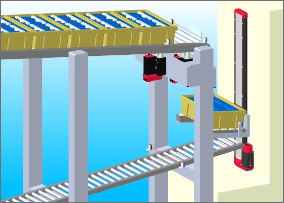 EC Wide Slider type with Motor-Reversing specification (Parts box lifter/ transporter)